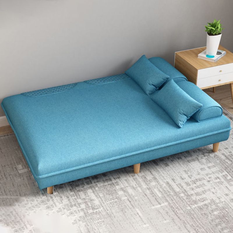 Contemporary Sofa with 2 Pillows Sleeper Recessed Arm Seating