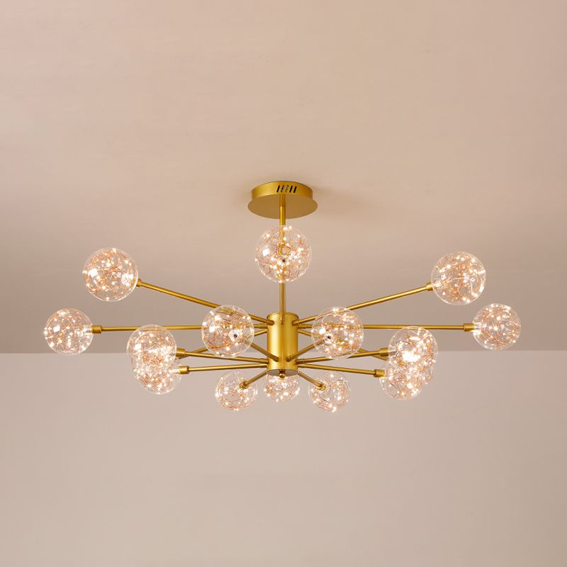 Luce a sospensione a sospensione globale con soffitto in vetro trasparente contemporaneo