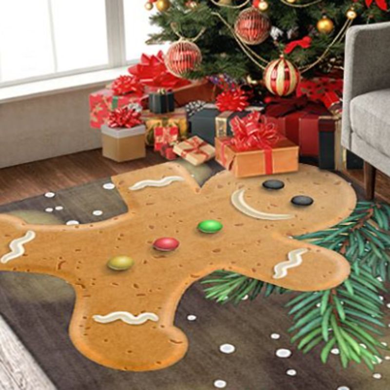 Red Contemporary Rug Polyester Christmas Area Rug Stain Resistant Rug for Living Room