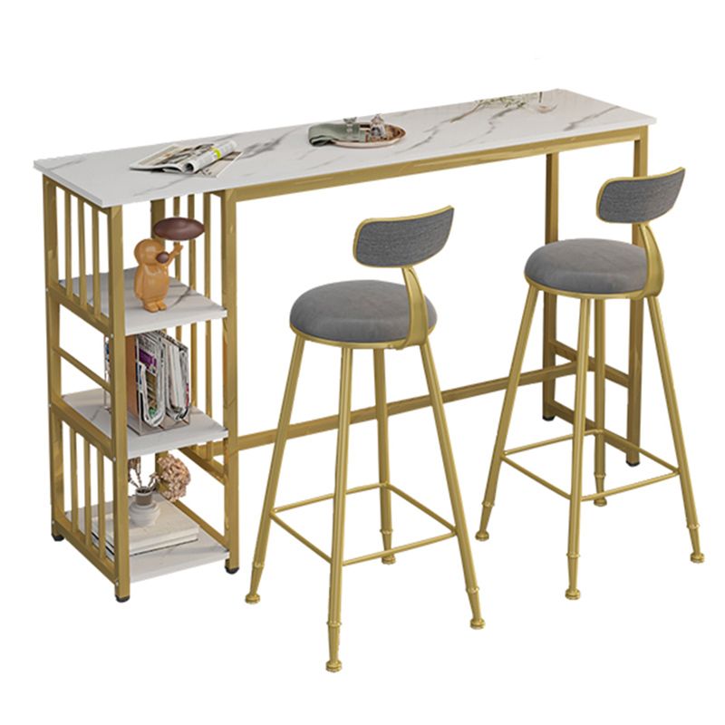 Rectangle Faux Wood Top Bistro Table Modern Pub Table with Metal Frame