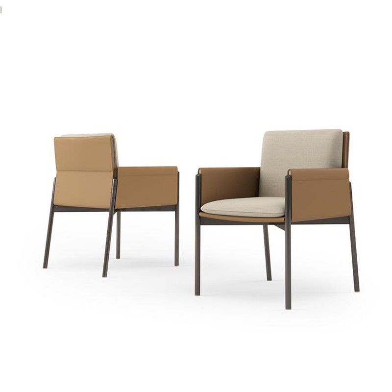 Silla casera de cuero de estilo diseñador, sillón lateral de comedor con respaldo sólido