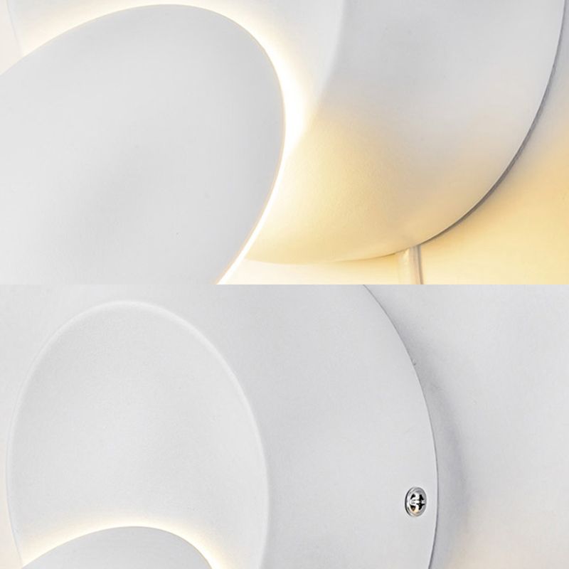 Black/White Finish Rounded Wall Lamp Simple Style LED Aluminum Sconce Lighting for Stairway
