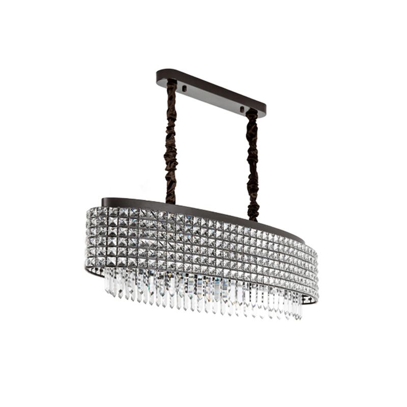 Pendolo incrostata in cristallo oblungo Light Modernist Black Finish Black Finish Lampade isola