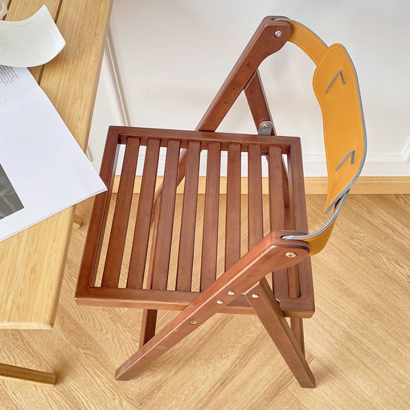Modern Folding Side Chair Wooden Open Back Dining Chair for Home