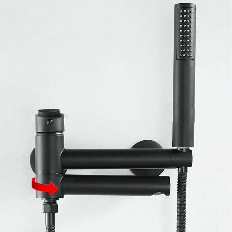 Lever Handle Tub Faucet Wall Mount Shower Hose Swivel Spout Bath Filler with Handshower