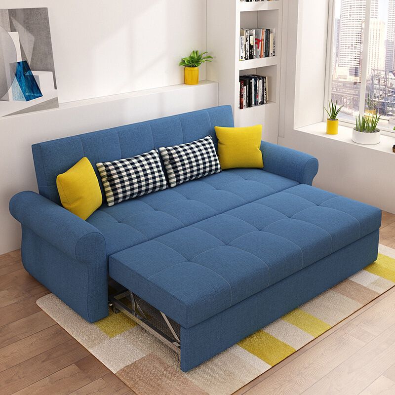 Cushion Back Futon Sofa Bed Pillow Included Flared Arms Sleeper Sofa