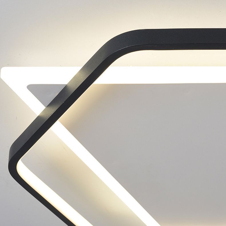 Acrylic Geometrical Flush Mount Light Fixture Modern Style LED Black-White Ceiling Lighting