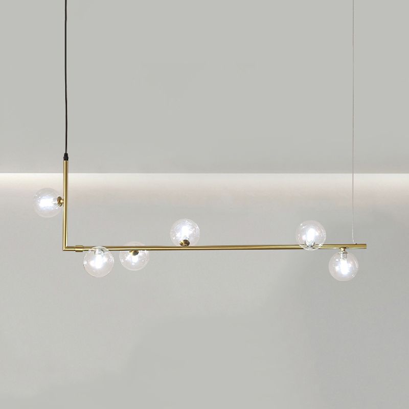 Modernism Glass Shaded Ceiling Light Black/Golden Kitchen Island Lighting for Home