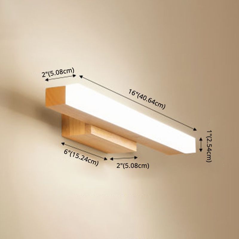Luce da parete di vanità rettangolare Nordic Minimalist Minimalist Wood Vanity Light