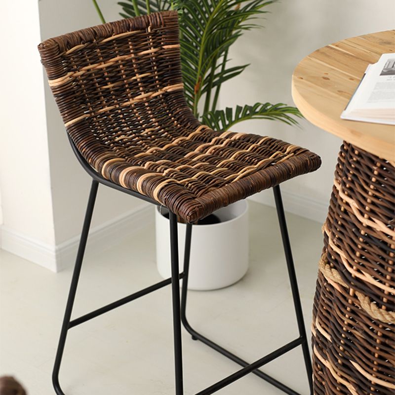 Industrial Low Back Indoor Armless Bar Stool with Metal Base