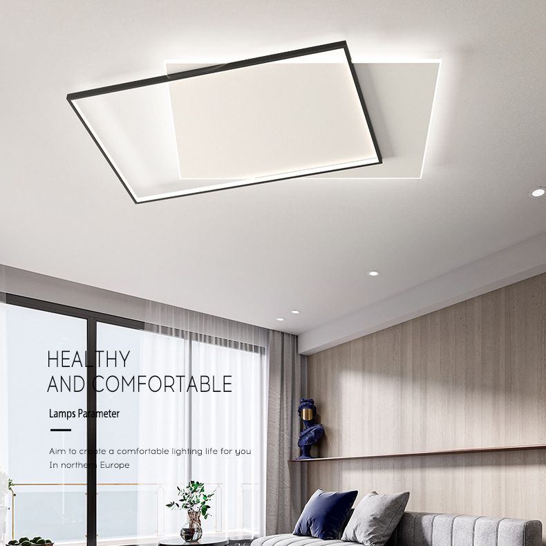 Plafonnier carré encastré moderne en acrylique pour chambre à coucher, luminaire LED encastré en noir et blanc