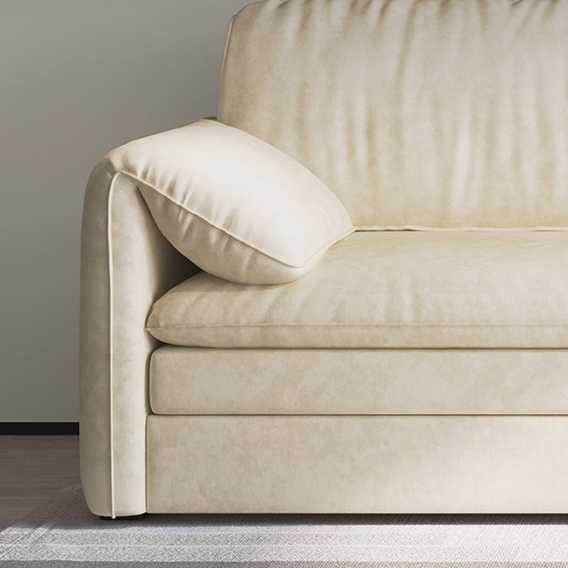 Glam Style White Futon Sleeper Sofa Bed in Velvet with Storage