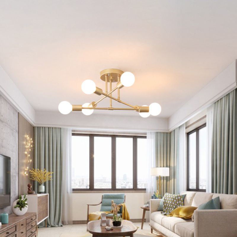 Goldene gekreuzte Linien, halbbündige Leuchte, moderne Deckenleuchte mit 6/8 Köpfen für das Wohnzimmer