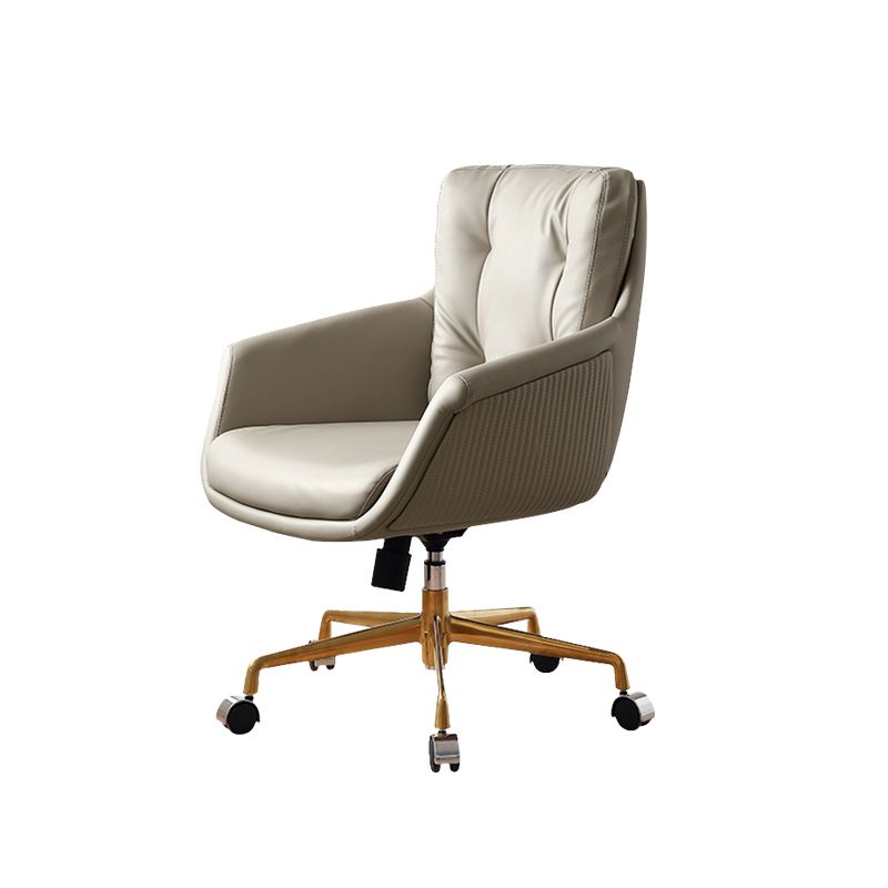 Contemporary Tufted Managers Chair Faux Leather Desk Mid-Back Chair