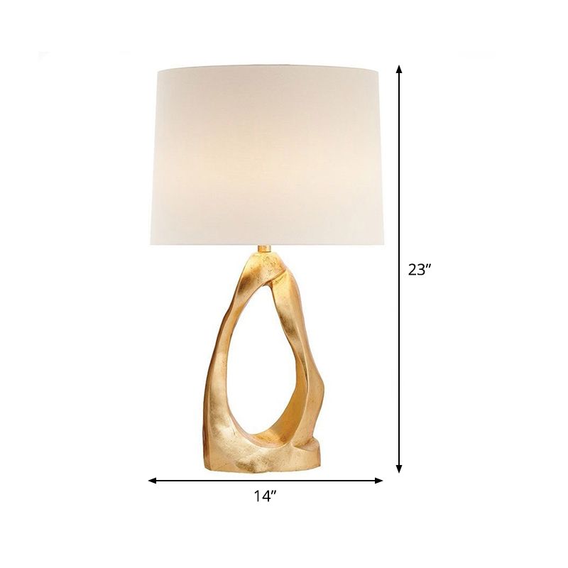 1 Bulb Living Room Desk Light Modernist White Task Lighting with Barrel Fabric Shade
