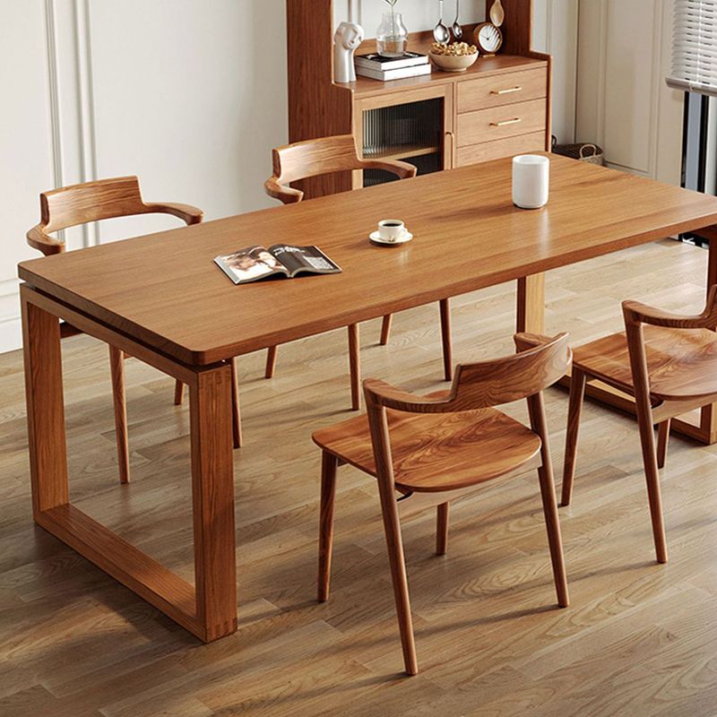 Modern Dining Table with Sled Base Rectangle Pine Solid Wood Table
