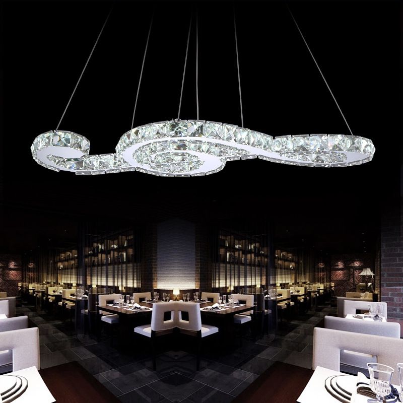 Crystal Musical Note Pendant Light Minimalist LED Chandelier Lamp for Clothing Store