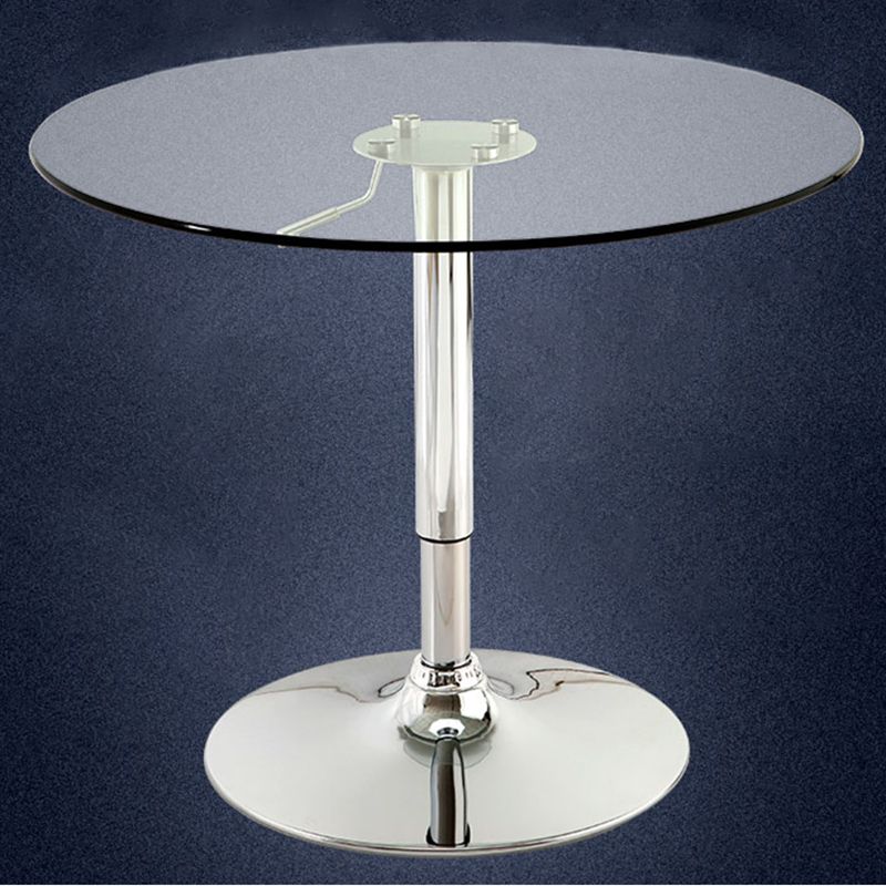 Contemporary Round Dining Table Tempered Glass Table with Stainless Steel Tulip Base