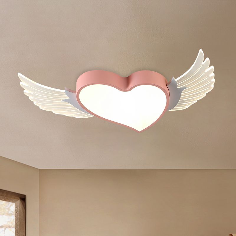 Loving Heart e Wing Flushmount Nordic Metallic LED Rosa Soffitto Montato Illuminazione