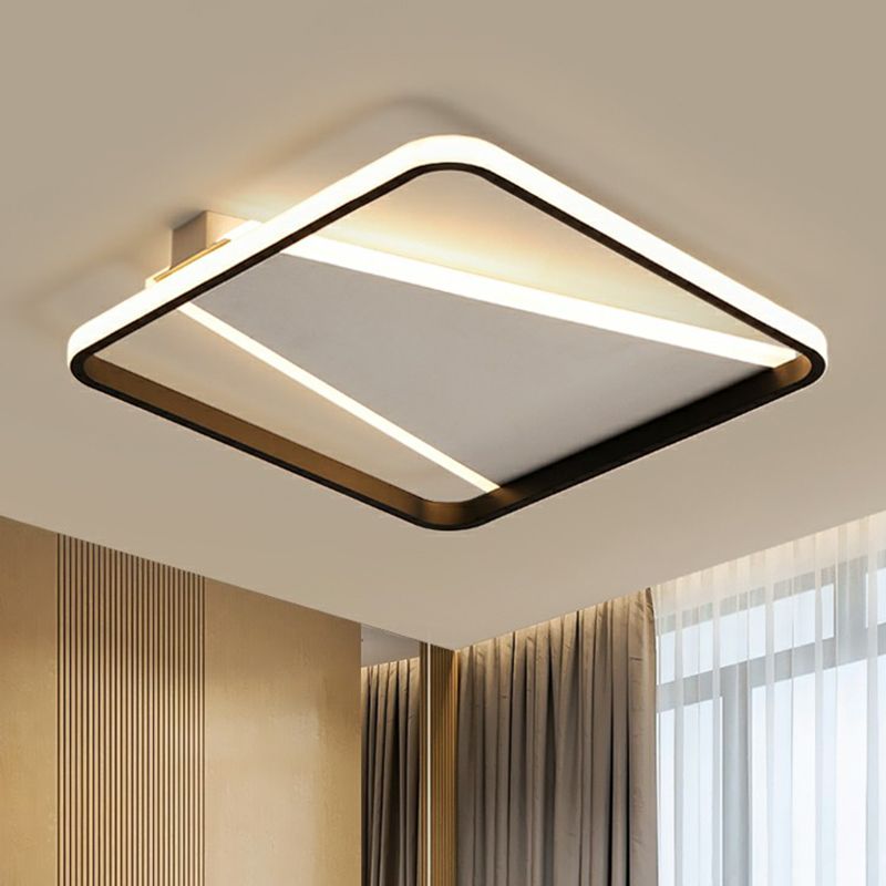 Black Square Shaped Flushmount Light Minimalism Acrylic LED Flush Mount Ceiling Light
