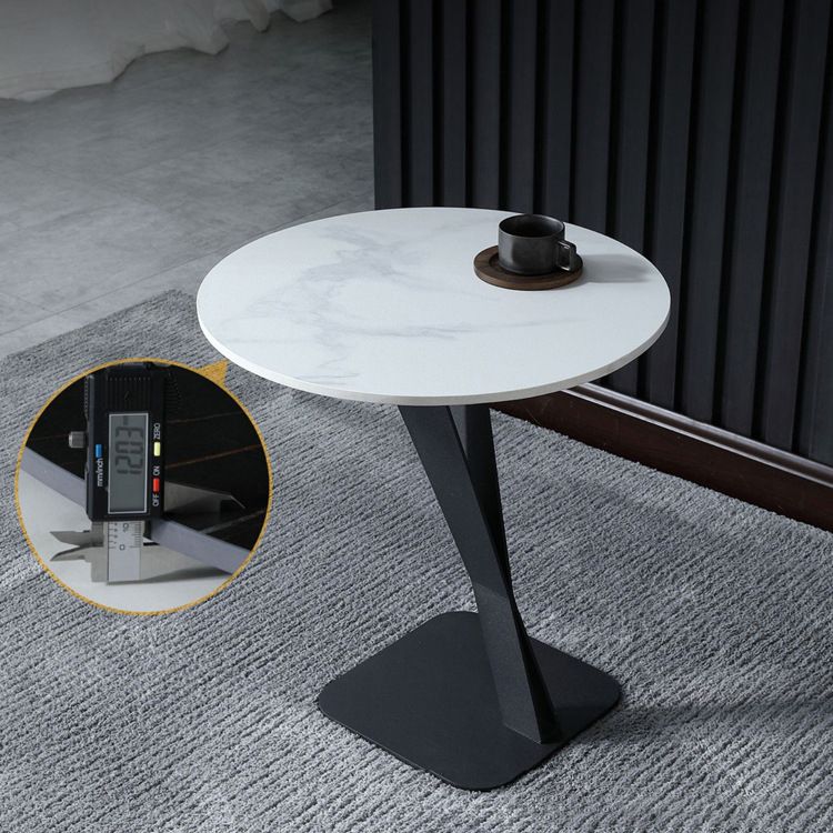 20.47" Tall Contemporary Style Side End Table Metal Pedestal Round Sofa Side Accent Table