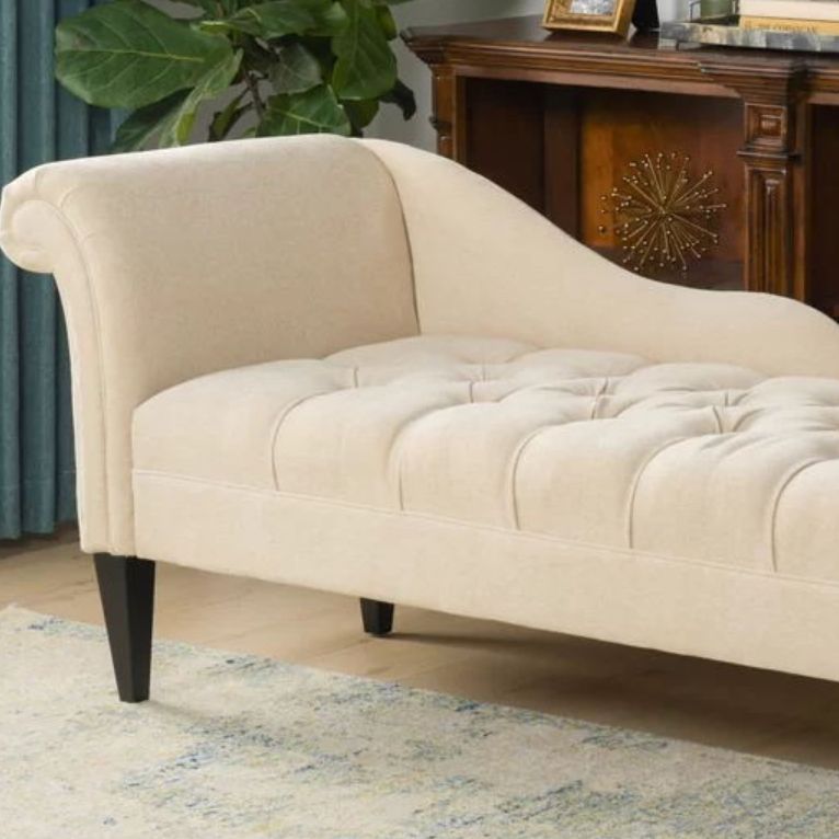Modern Cotton Blend Upholstered Cushioned One Armed Chaise Lounge