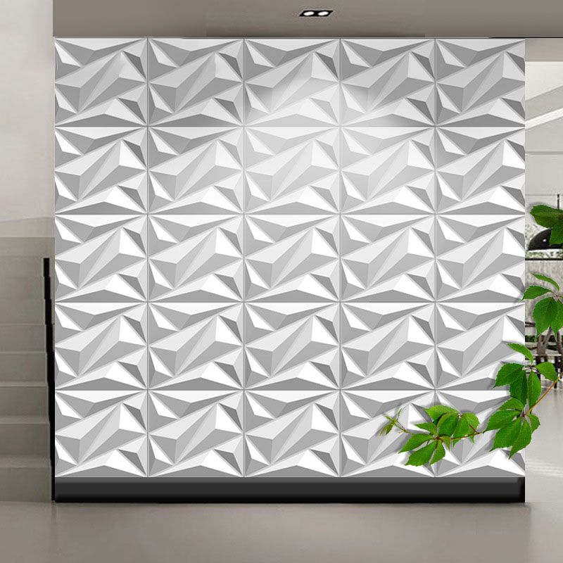 Modern Style Wall Plank 3D Print Bathroom Living Room Wall Panels Set of 40 in White