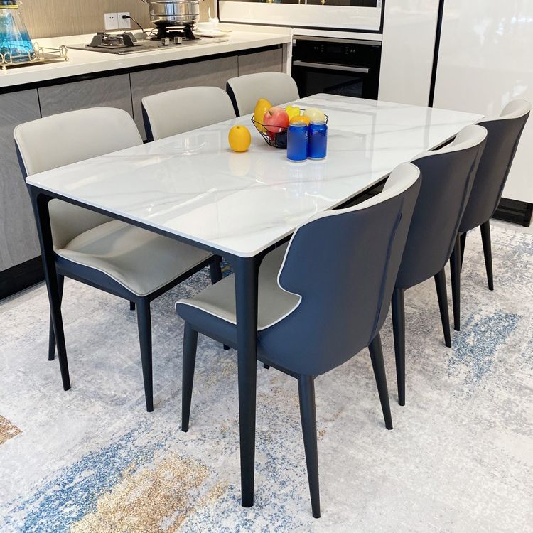 Rectangle Dining Table White Stone Modern Dining Table for Home