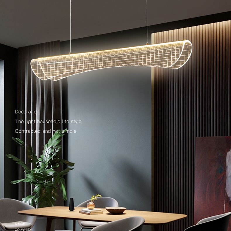 Modern Pendant Light Transparent Island Lighting Metal 1 Light Island Light Fixture in Black