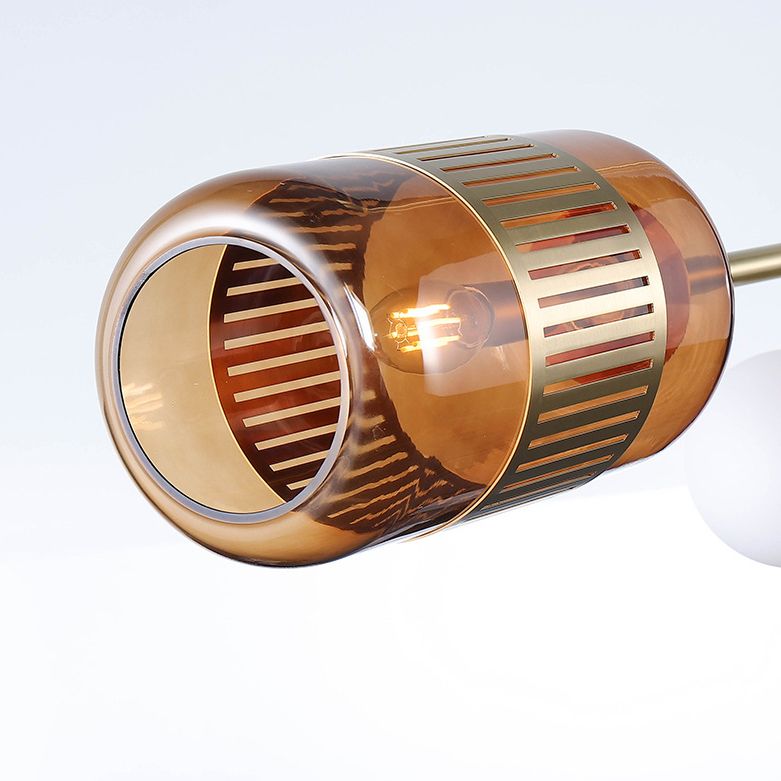 Ball and Cylinder Glass Suspension Lighting Postmodern 4-Light Island Light for Diner