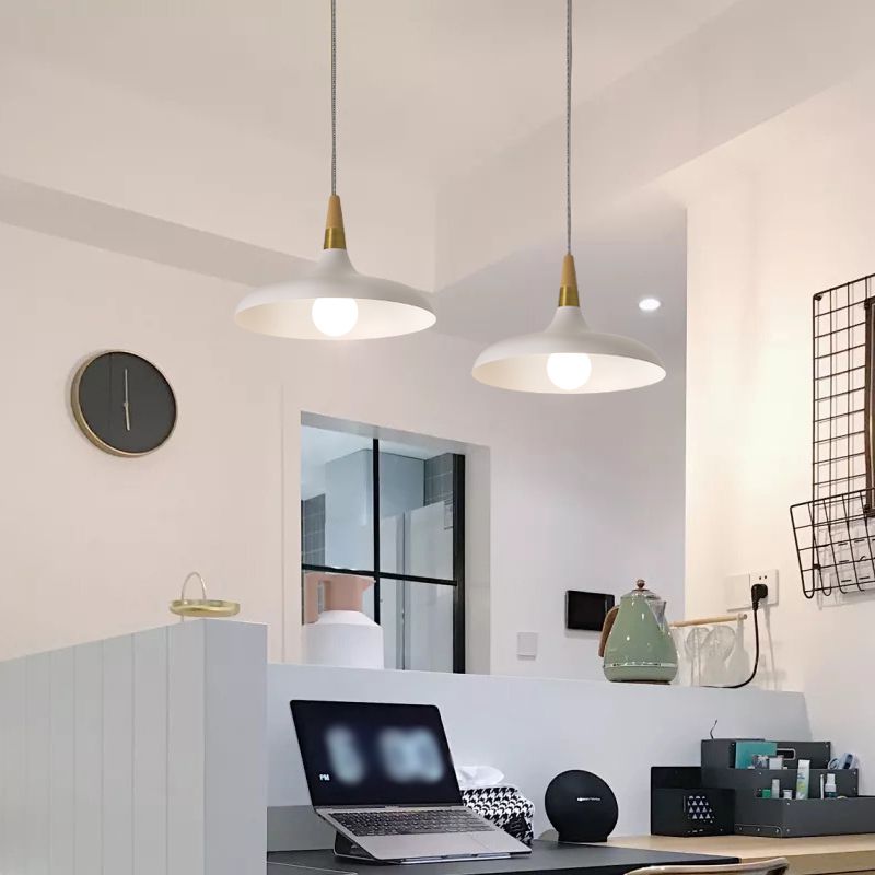 Metal Pot Cover Shape Hanging Lights Modern Style 1-Light Hanging Fixture for Bedroom