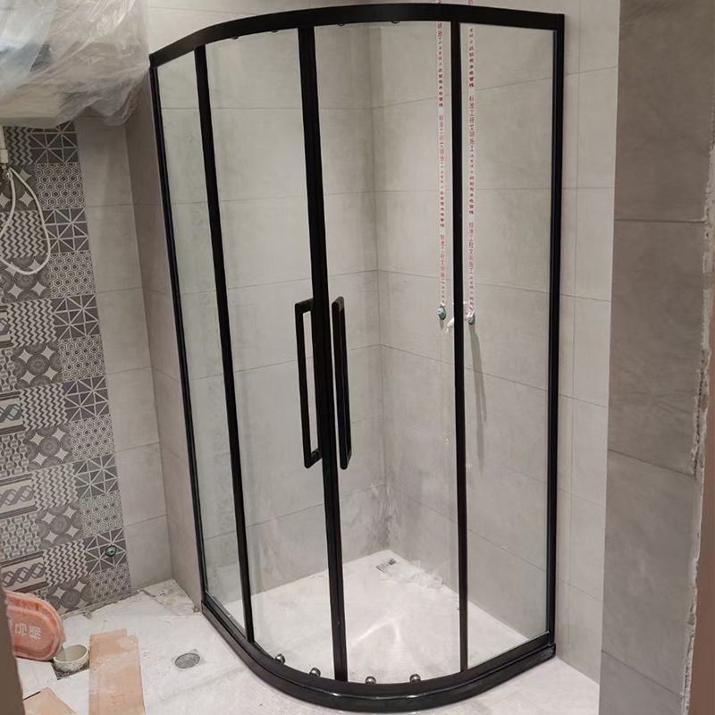 Clear Tempered Glass Shower Stall Round Shower Enclosure on Corner