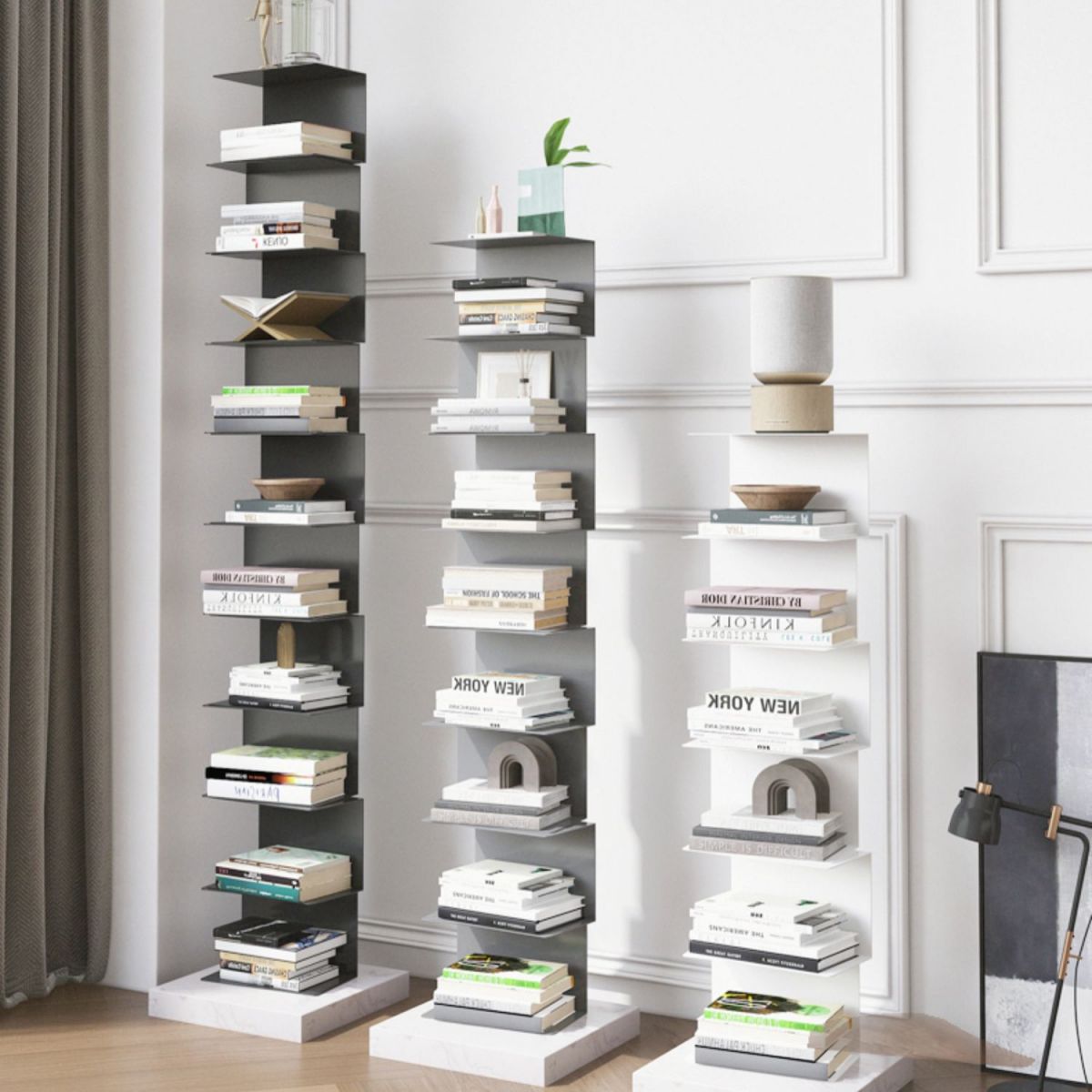 Closed Back Bookcase Contemporary Style Invisible Bookshelf for Study Room and Office