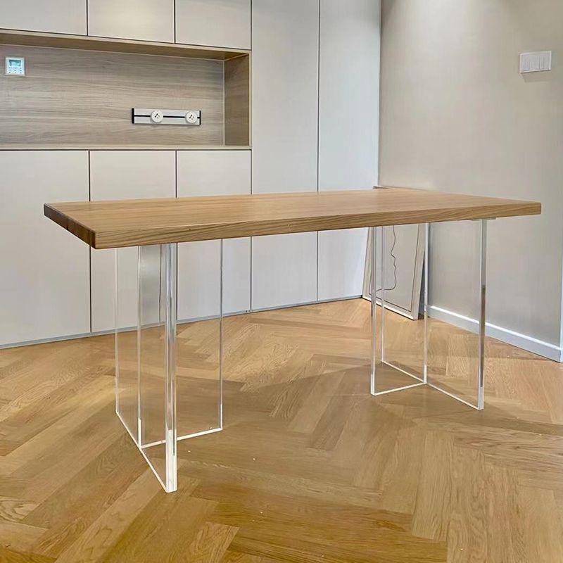 Rectangle Double Pedestal Dining Table Modern Wood Table for Kitchen Dining Room