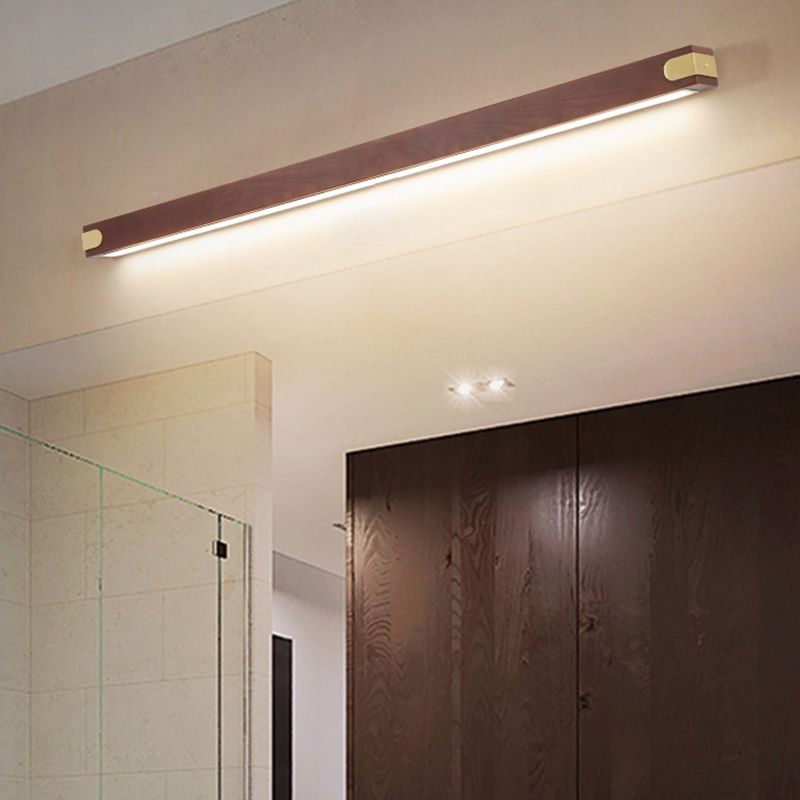 Modern Style Wood Vanity Light Rectangle Vanity Lamp for Shower Room