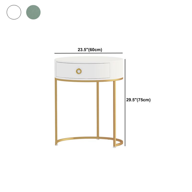 Wood and Metal Vanity Table in White/Green Makeup Desk with 1 Drawer