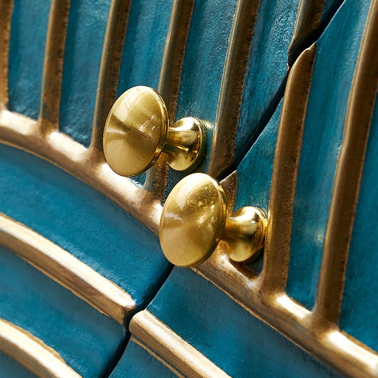 Glam Style Adjustable Shelving Credenza Solid Wood Buffet Sideboard with Doors