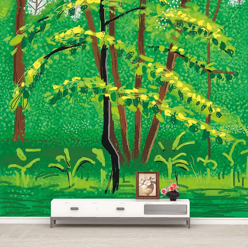 Green Trees Painting Wallpaper Mural Waterproofing Wall Covering for Home Gallery
