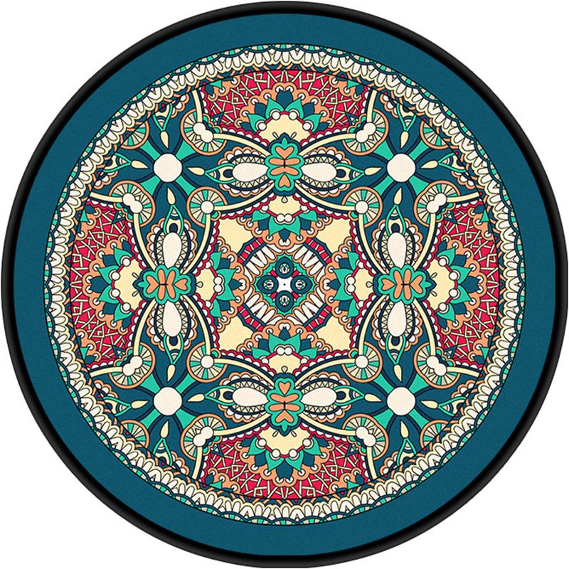 Moroccan Symmetric Patterned Rug Multi Color Polyester Carpet Machine Washable Non-Slip Pet Friendly Rug for Living Room