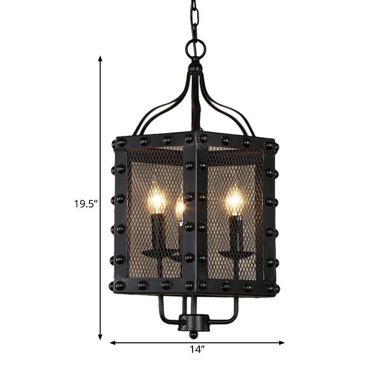 3 luces Candelier de techo de hierro Estilo vintage Vintage MARCO NEGRO Kit de lámpara colgante