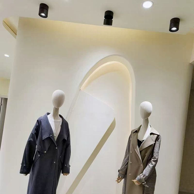 Cylinder Shape Ceiling Lamp Modern Aluminium 1 Light Flush Mount for Clothing Store Mall