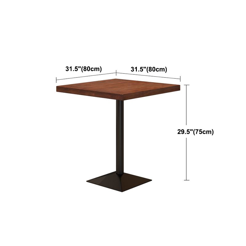 Solid Wood Dining Site Table Industrial Style Square Dinette Table with Pedestal Base