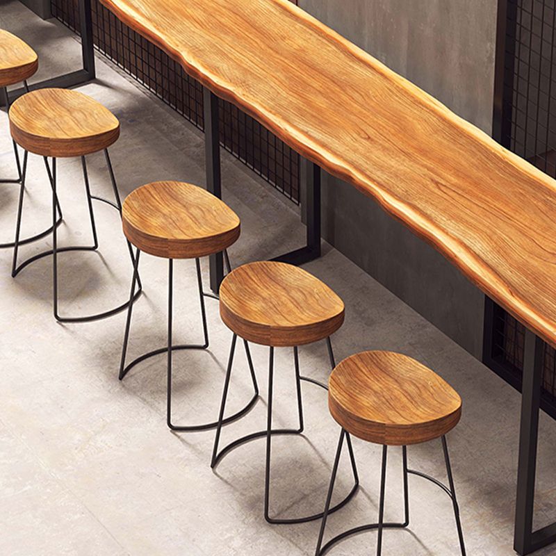Pine Wood Rectangle Bar Table Modern Metal Legs for Milk Tea Shop