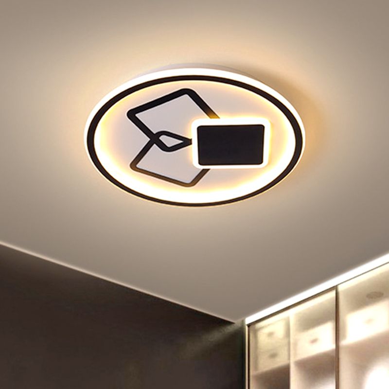 16.5"/20.5" Wide Round Ceiling Lamp Contemporary Metal Black/Gold LED Flush Mount Light in Warm/White Light