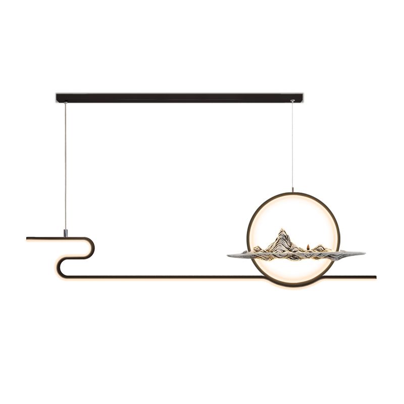 Linear de la iluminación de la isla Linencia colgante de 2 luces de metal moderno