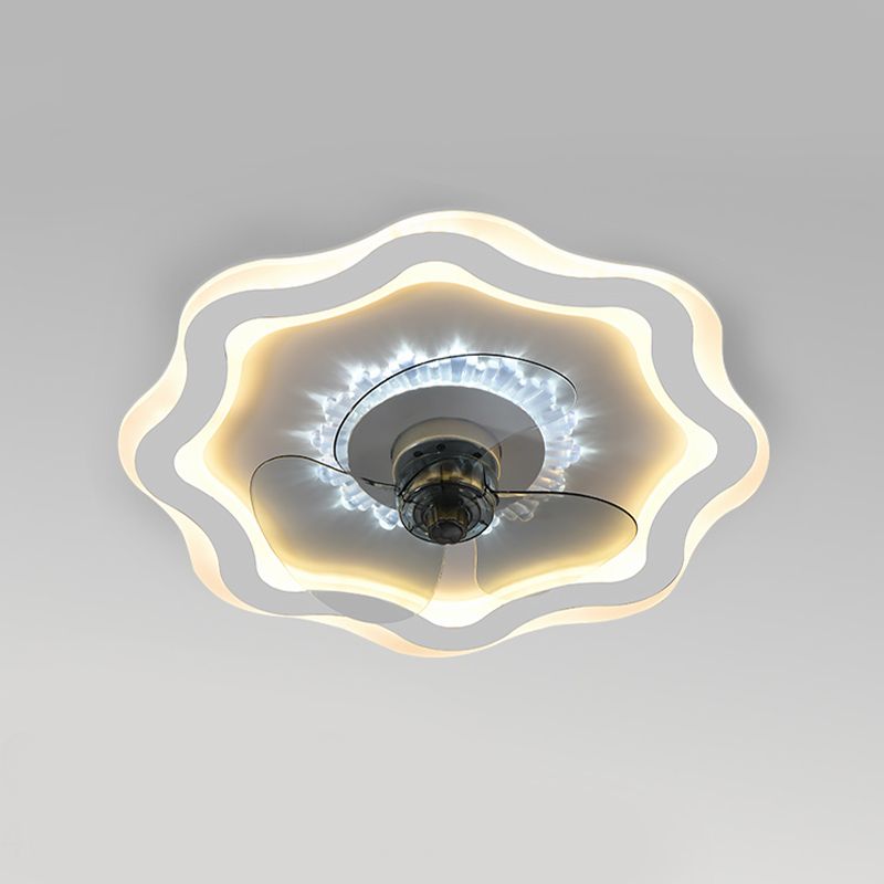 Acrylrunde LED -Spülen -Decken -Deckenventilator Makkaronstil Halbflush -Leuchte für Schlafzimmer