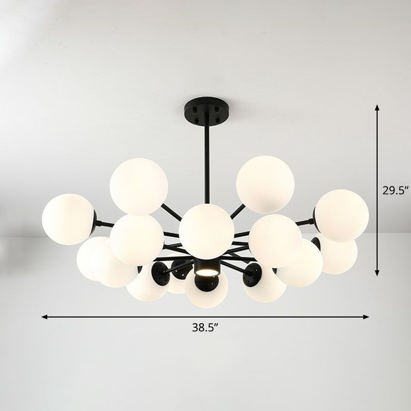 Black Bubbles Chandelier Lighting Nordic Frosted White Glass Suspension Light for Dining Room