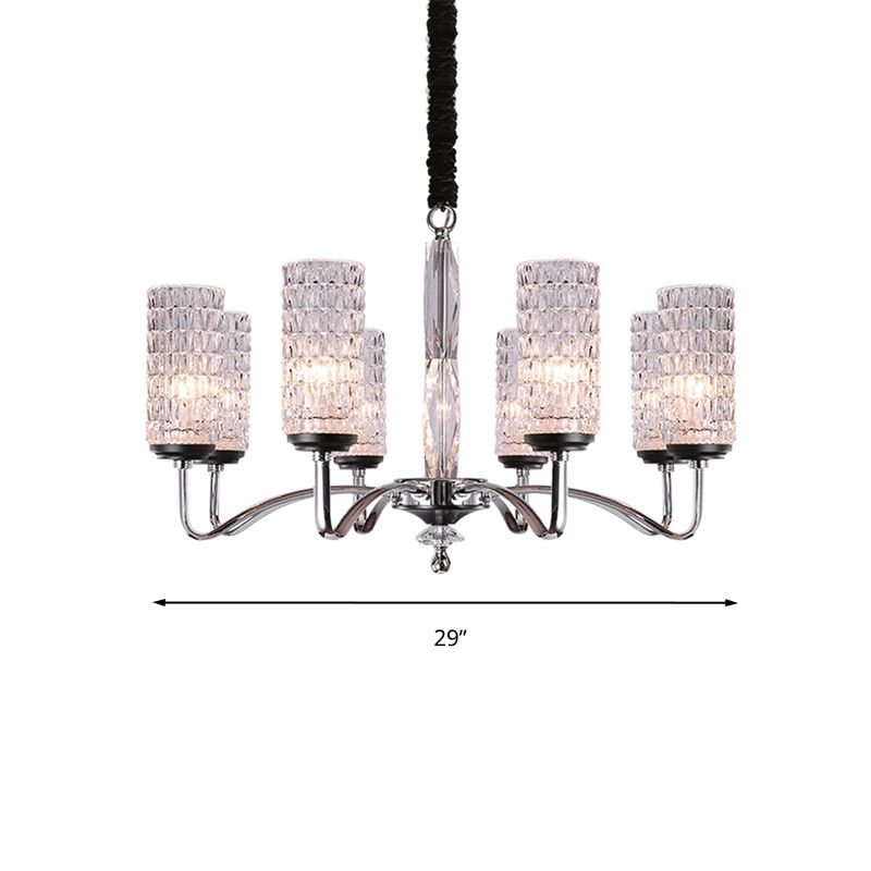 Cilindro de luz colgante de cromo cromado con hoyuelos Cilindro de 8 cabezas Candelero de techo de estilo simple