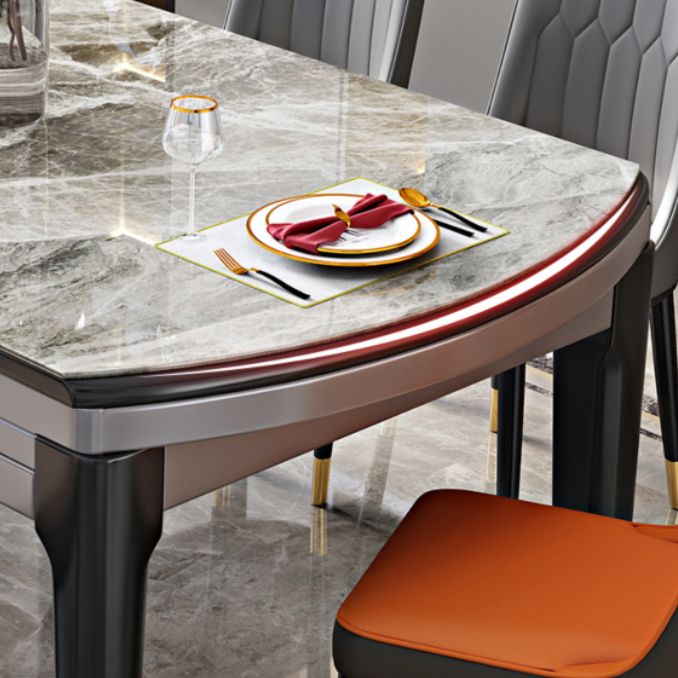 Modern Scalable Stone Dining Table Rubber Wood Legs for Dining Room