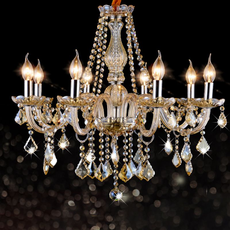 Lumières de lustre unique traditionnelles Crystal suspendues suspendues en or